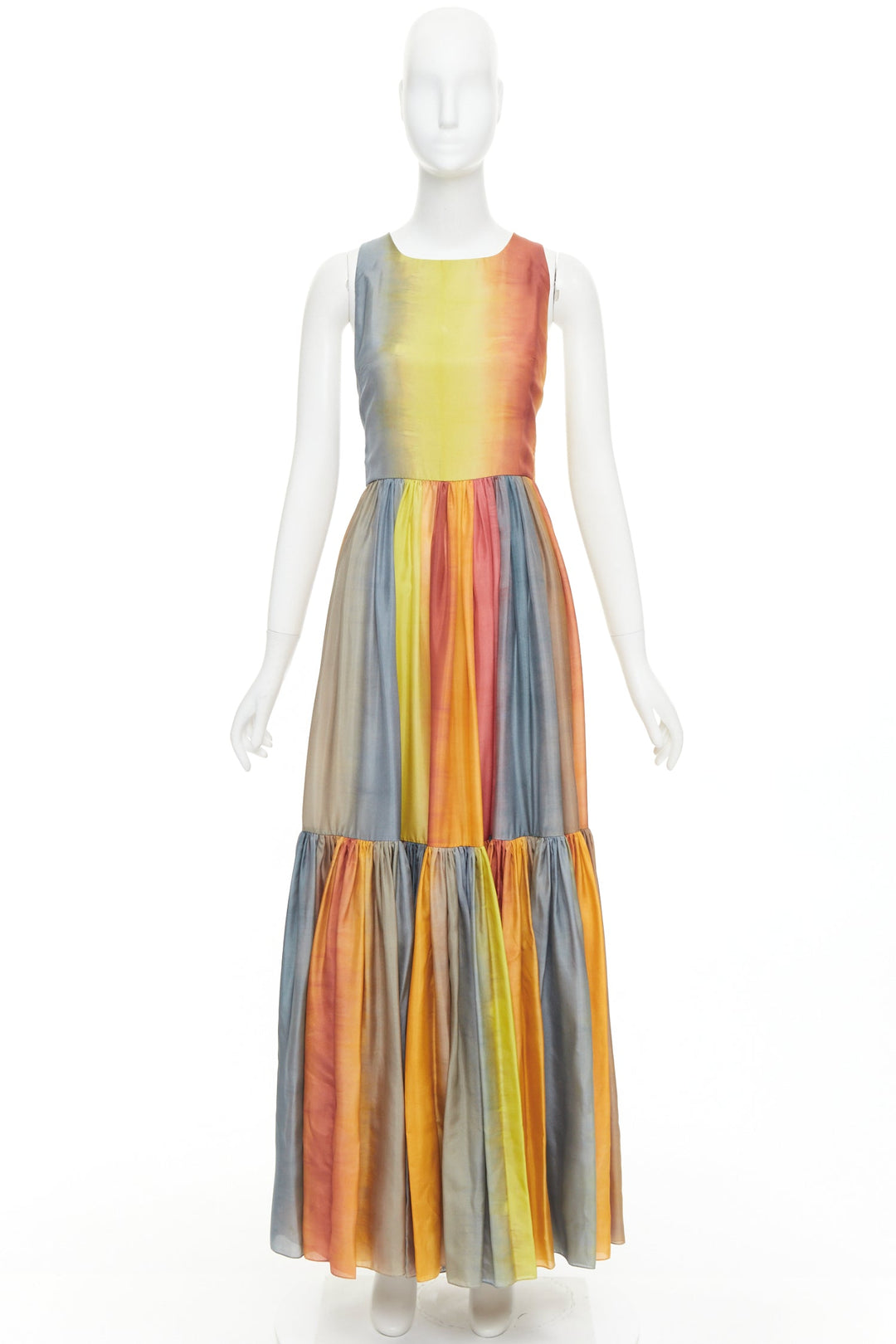 CHRISTIAN DIOR 2022 Runway Maria Grazia Chiuri rainbow silk tie dye dress FR38 M