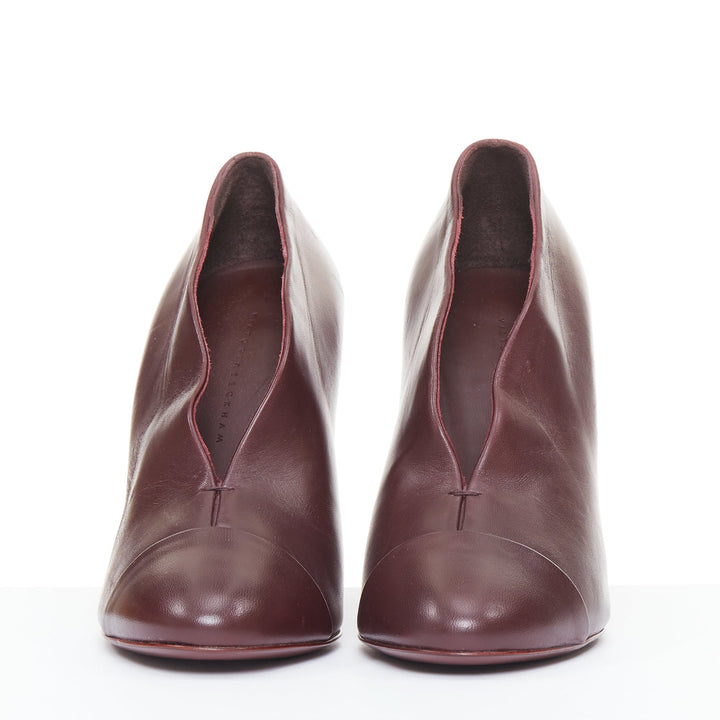 VICTORIA BECKHAM Pin plum burgundy smooth leather silver nail heel pumps EU38