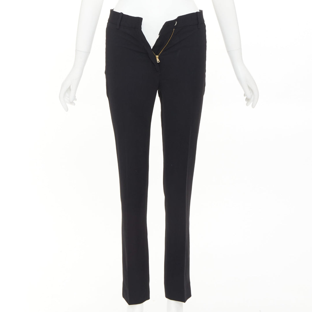 OLD CELINE Phoebe Philo black high waisted pockets minimal cropped trousers FR34
