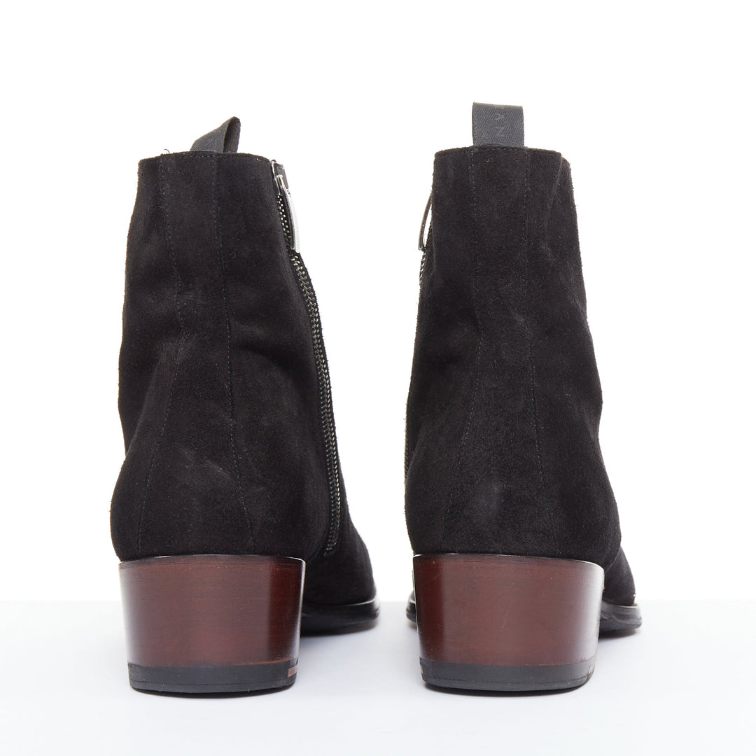 GIUSEPPE ZANOTTI Sheldon black suede silver metal toe cap  ankle boots EU44