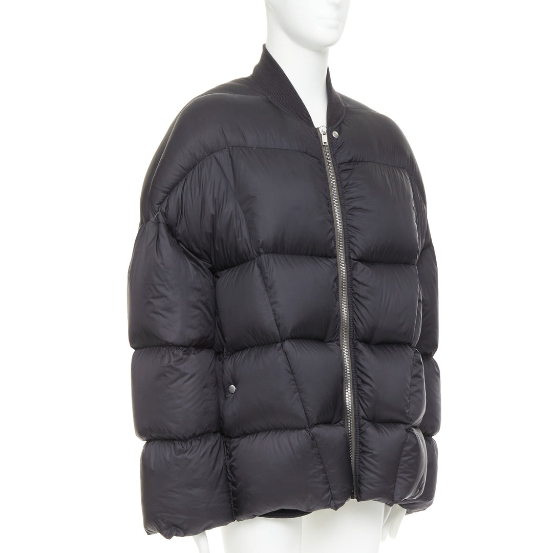 RICK OWENS 2022 Strobe black goose down oversized cocoon boxy puff bomber IT48 M