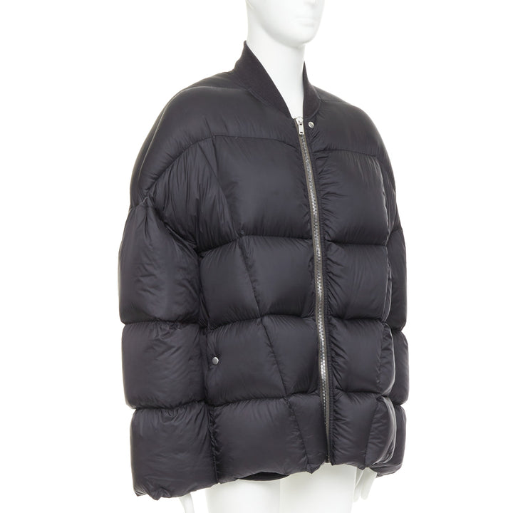 RICK OWENS 2022 Strobe black goose down oversized cocoon boxy puff bomber IT48 M