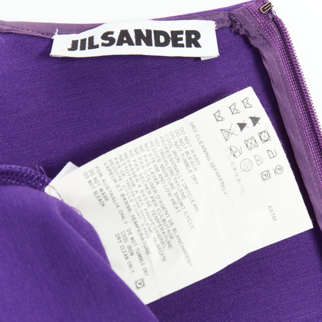 JIL SANDER purple wool blend contour panel fit flare dress FR40 L