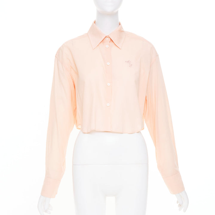 ACNE STUDIOS 2023 Shirt Logo Embroidery peach cotton cropped shirt FR34 XS