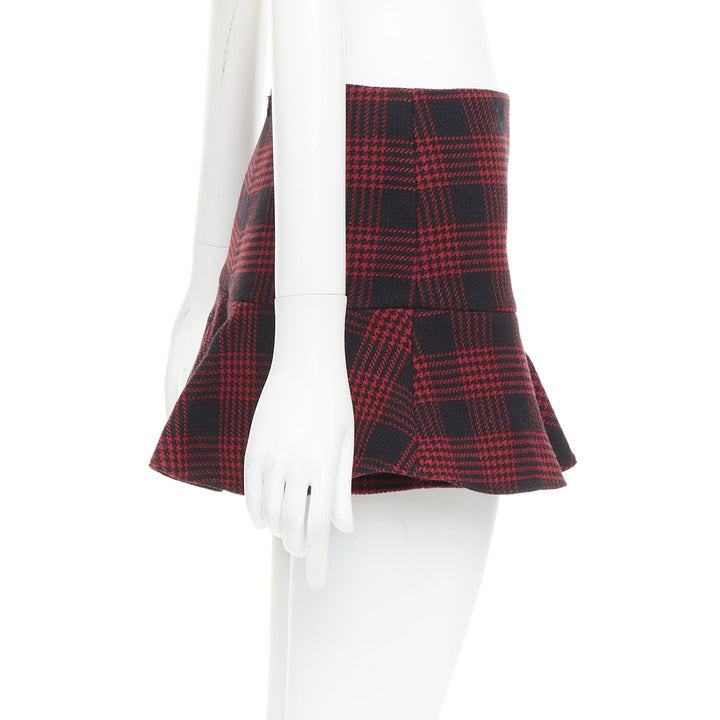 RED VALENTINO red black houndstooth checked flared mini skort IT38 XS