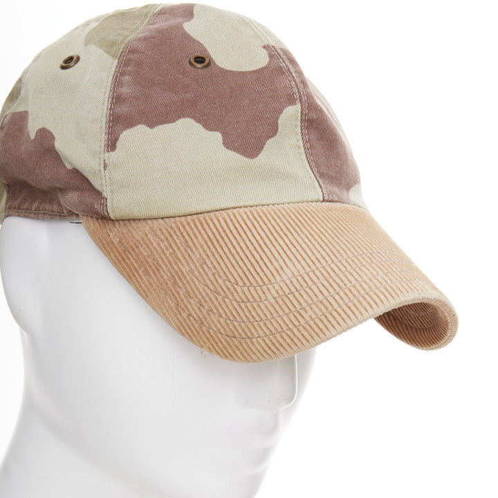 A.P.C. khaki camel camouflage corduroy beak baseball cap hat S