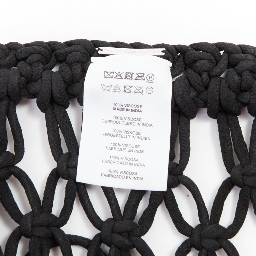rare DRIES VAN NOTEN 2023 Runway handmade Macrame woven fringe tie skirt