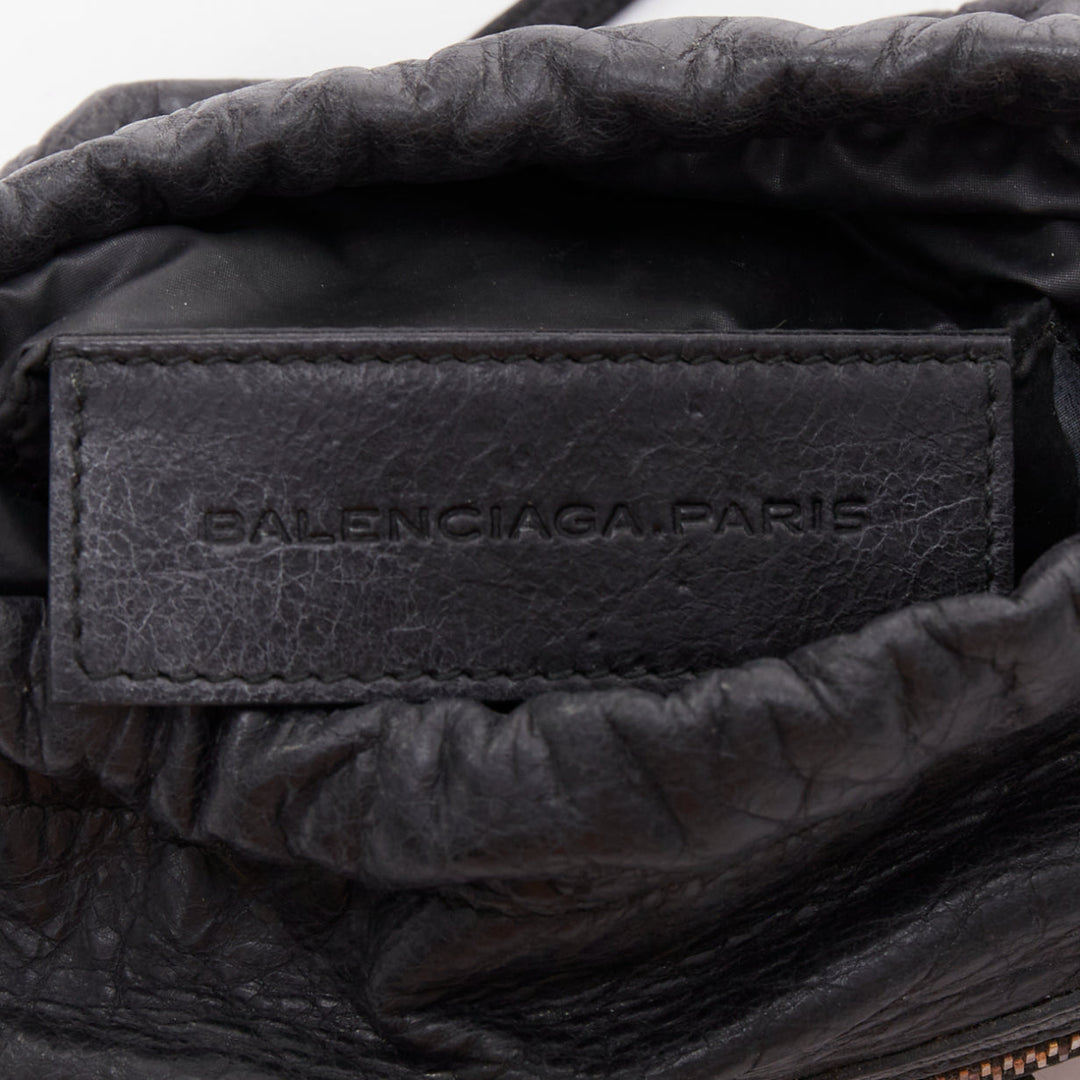 BALENCIAGA Motocross Move On grey leather rose gold hardware crossbody pouch