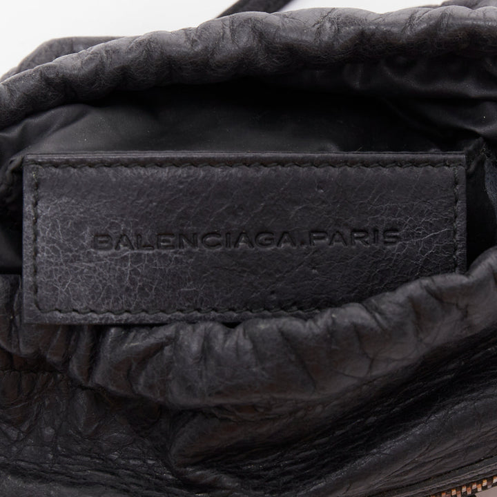 BALENCIAGA Motocross Move On grey leather rose gold hardware crossbody pouch