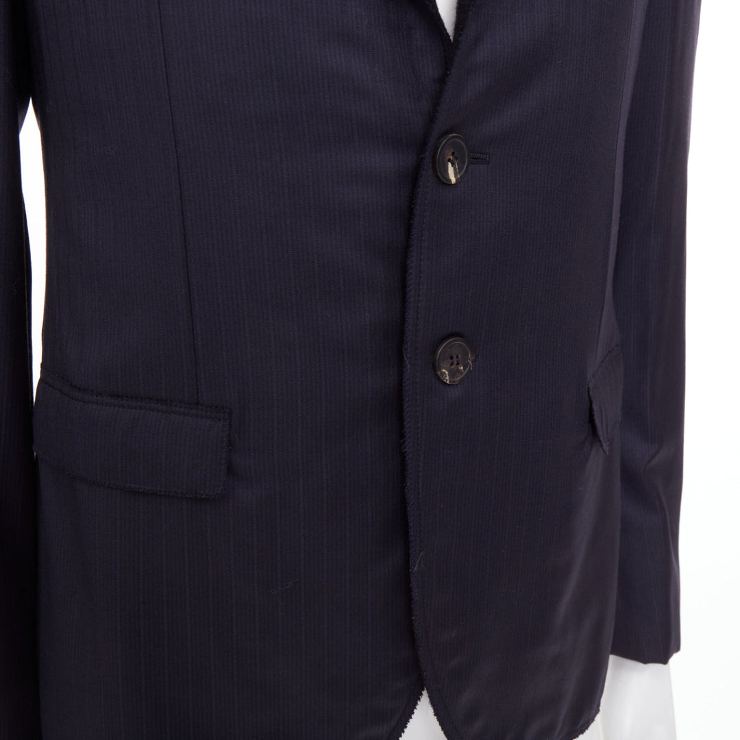 LANVIN 2014 contrast peak lapel pinstripe wool two-button tuxedo blazer EU46 S