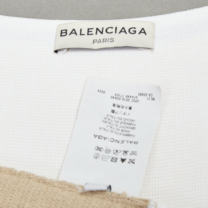 BALENCIAGA 2014 cream beige rayon linen blend bicolor bateau neck vest FR36 S