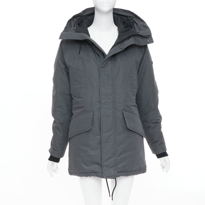 SANDRO Rescue charcoal grey padded technical pocketed hooded utility jacket XS