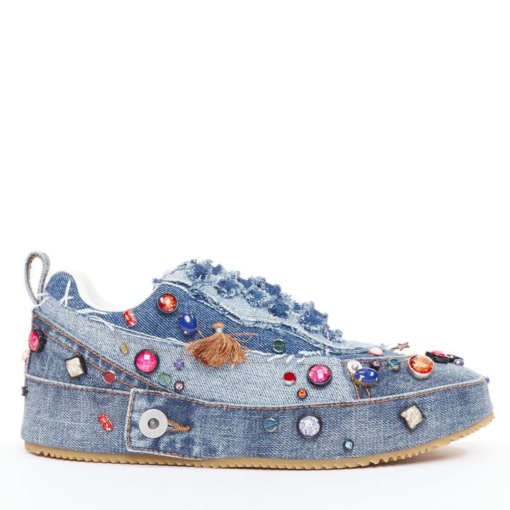 rare LOEWE 2023 Studio Ghibli Howls Moving Castle crystal denim sneakers EU39