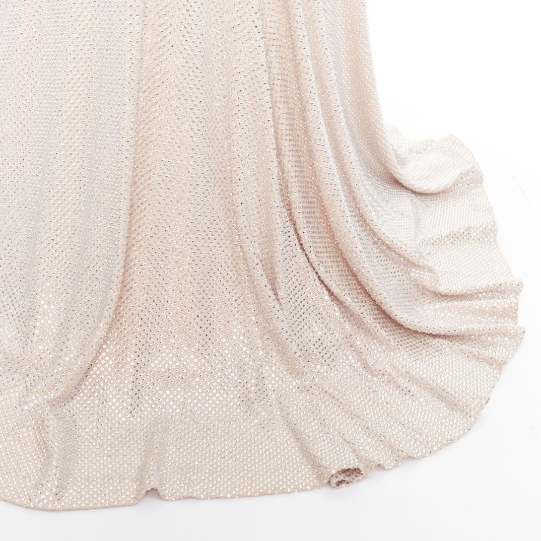 ALEXANDRE VAUTHIER Bridal ivory nude diamond strass crystal long gown dress