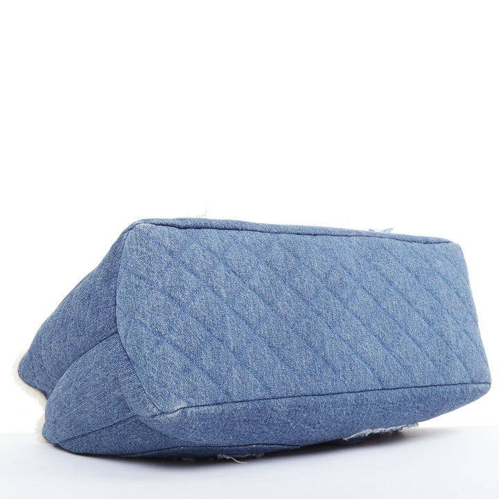 CHANEL 2019 Runway Paris-Egypt Deauville Hieroglyph Shopping Tote denim blue