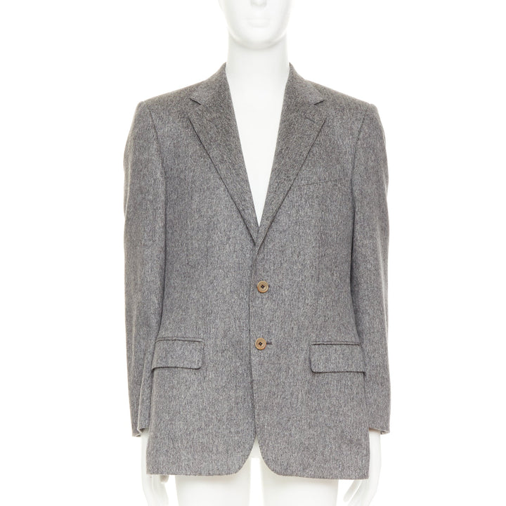 VERSACE 100% cashmere grey flap pocket 2-button unstructured blazer EU50 L