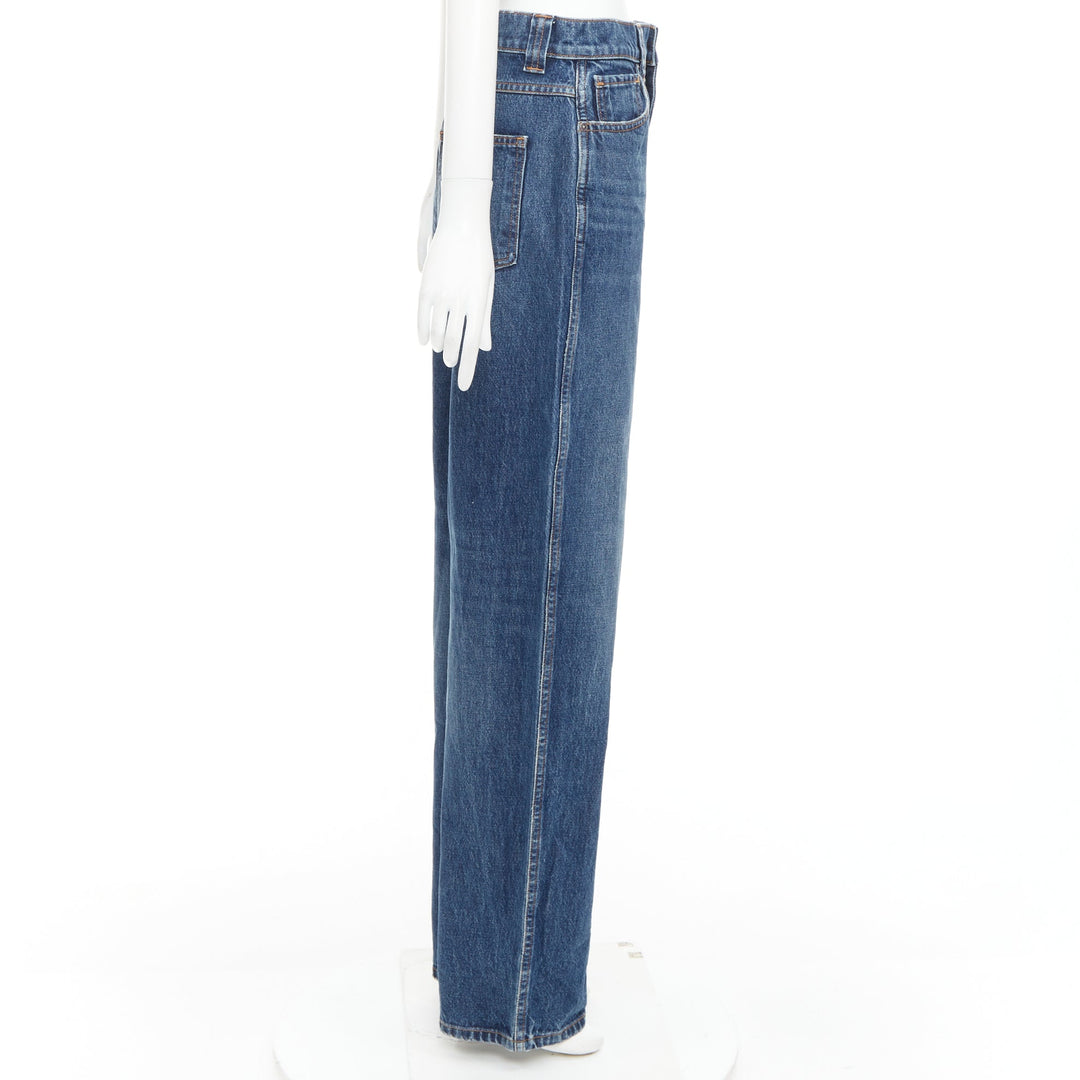 KHAITE Albi dark blue washed high waist tapered relaxed jeans 30"