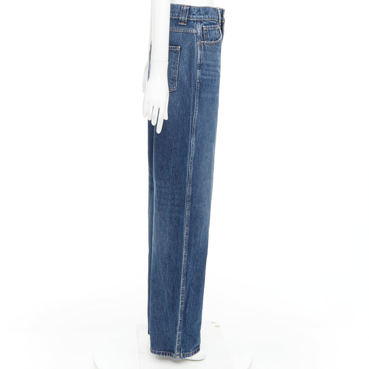 KHAITE Albi dark blue washed high waist tapered relaxed jeans 30"