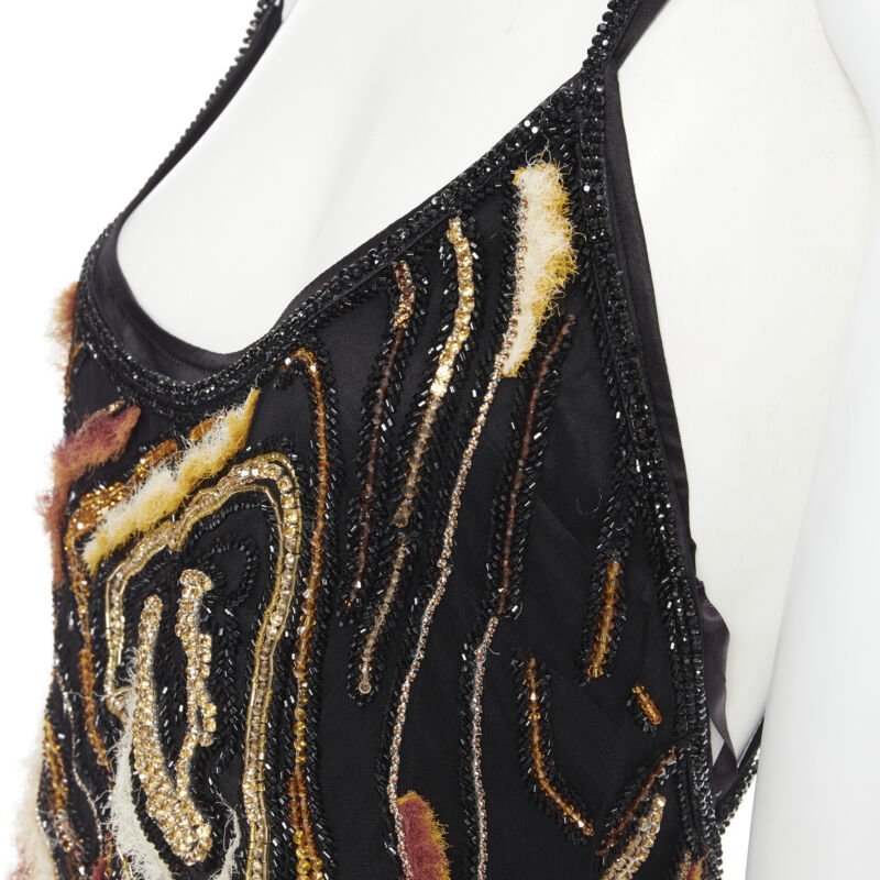 VERSACE 2020 Runway Virtus Animalier bead embellished dress IT40 S $7800