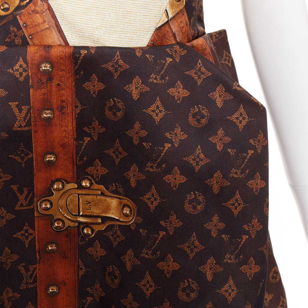 LOUIS VUITTON 2024 Runway Monogram LV Trunk Pleat sleeveless mini dress FR36 S