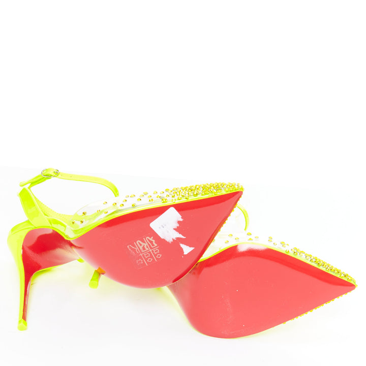 CHRISTIAN LOUBOUTIN Spikaqueen 100 yellow PVC strass degrade pump EU36.5 US6.5