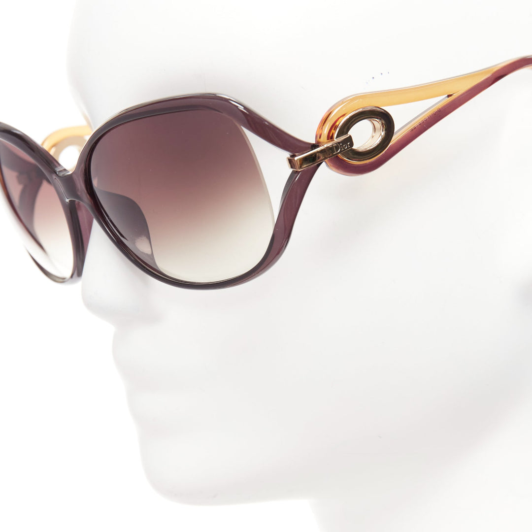 CHRISTIAN DIOR Diorvolute2F brown black gold curved temple butterfly sunglasses