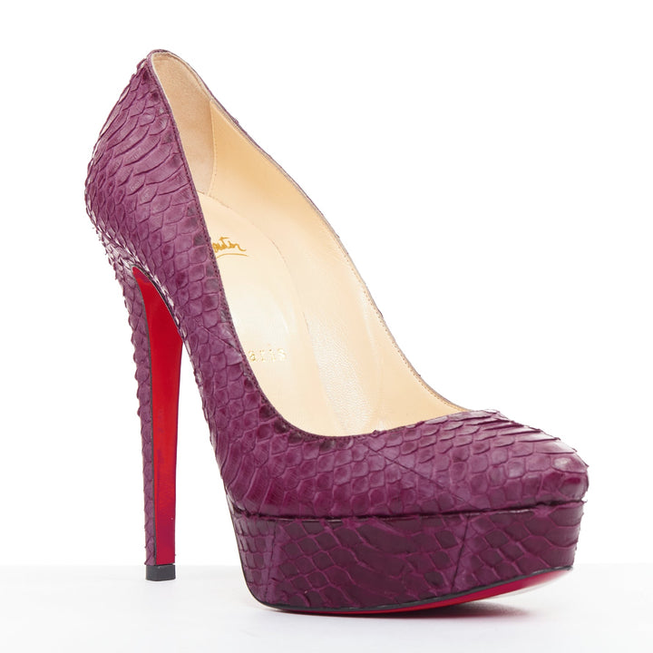 CHRISTIAN LOUBOUTIN Bianca 140 Amethyste purple watersnake platform pumps EU37