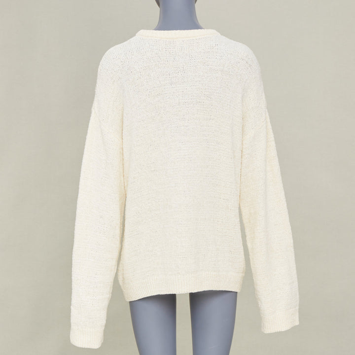 TOTEME 2022 Chenille relaxed drop shoulder cream ivory sweater knitwear XXS