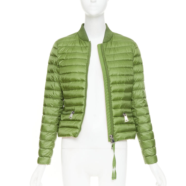 MONCLER Blen Giubotto green horizontal down quilted zip up jacket Sz.1 S