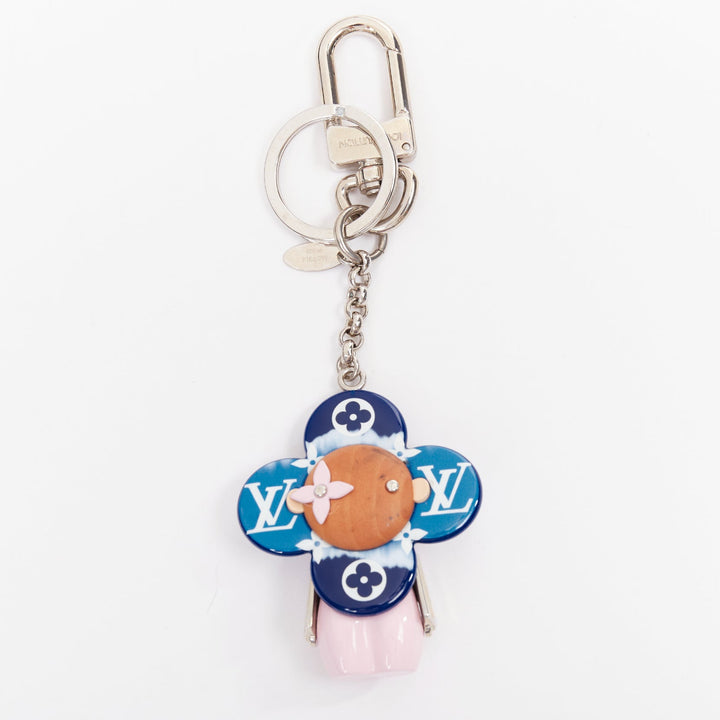 LOUIS VUITTON Vivienne Escale Giant Monogram blue pink LV floral bag charm