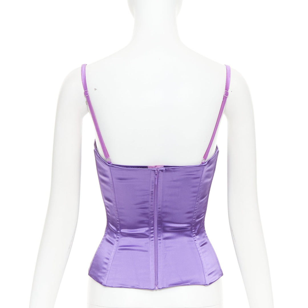 DOLCE GABBANA purple satin boned fitted spaghetti strap corset top IT40 S