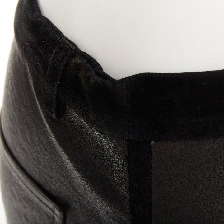 ISABEL MARANT black lambskin leather suede trim mid rise skinny pants FR36 S