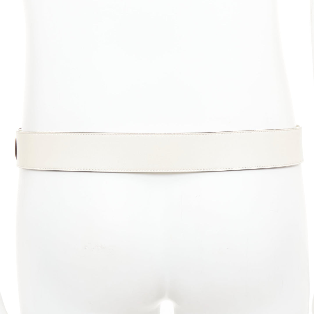 GUCCI Marmont gold GG buckle cream cowhide leather wide belt 95cm