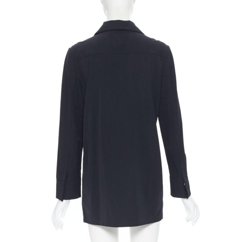 vintage GUCCI TOM FORD 1996 black rayon nylon wide collar casual long shirt IT38