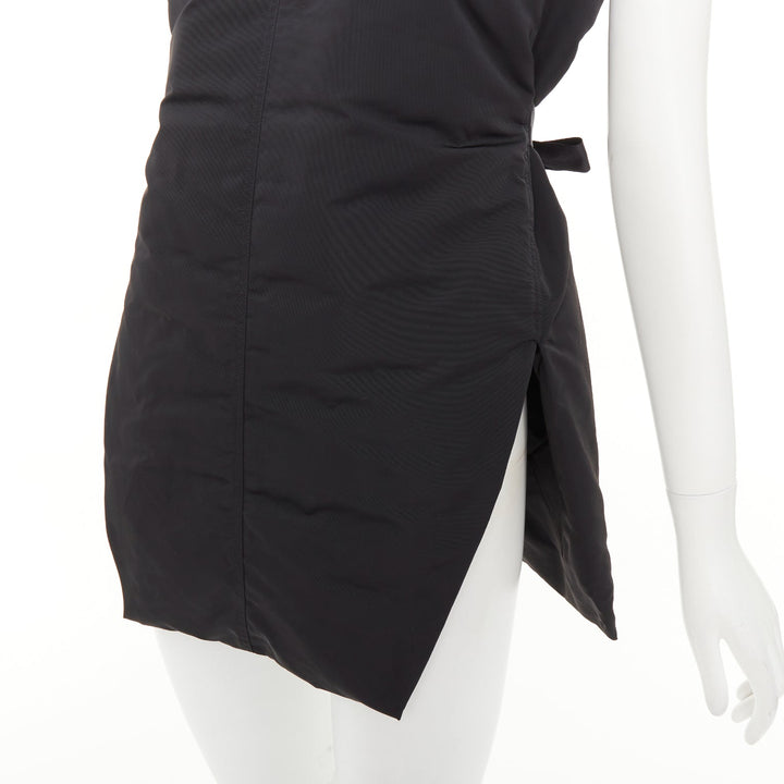 RICK OWENS black padded quilted high neck side slit casual tunic vest IT40 S
