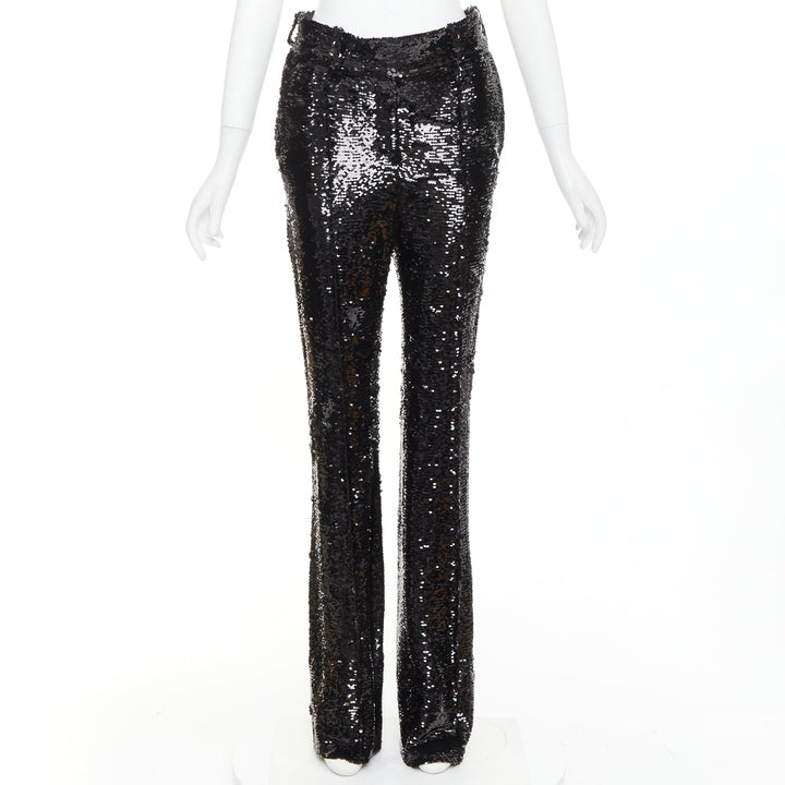 ALEXANDRE VAUTHIER COUTURE AW2020 Runway black sequin high waist straight pants