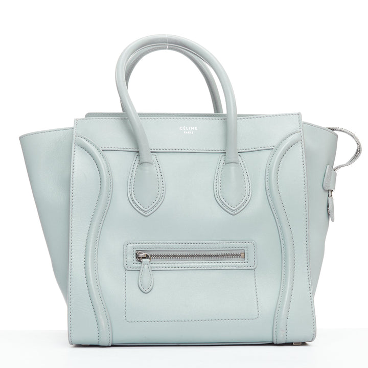 OLD CELINE Luggage Medium pastel blue leather tote bag