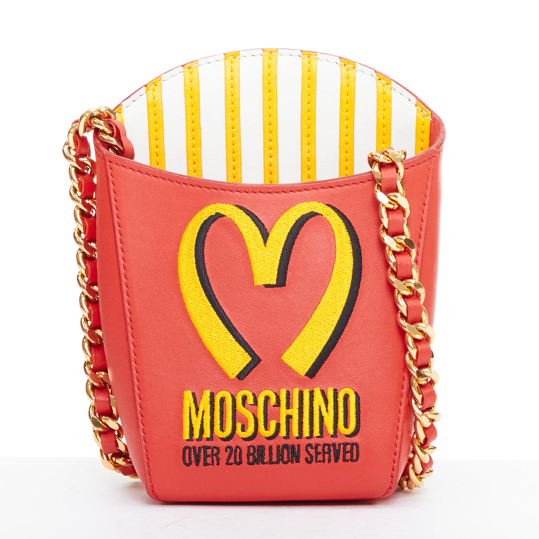 rare MOSCHINO McDonalds Fast Food Runway red yellow french fries crossbody bag