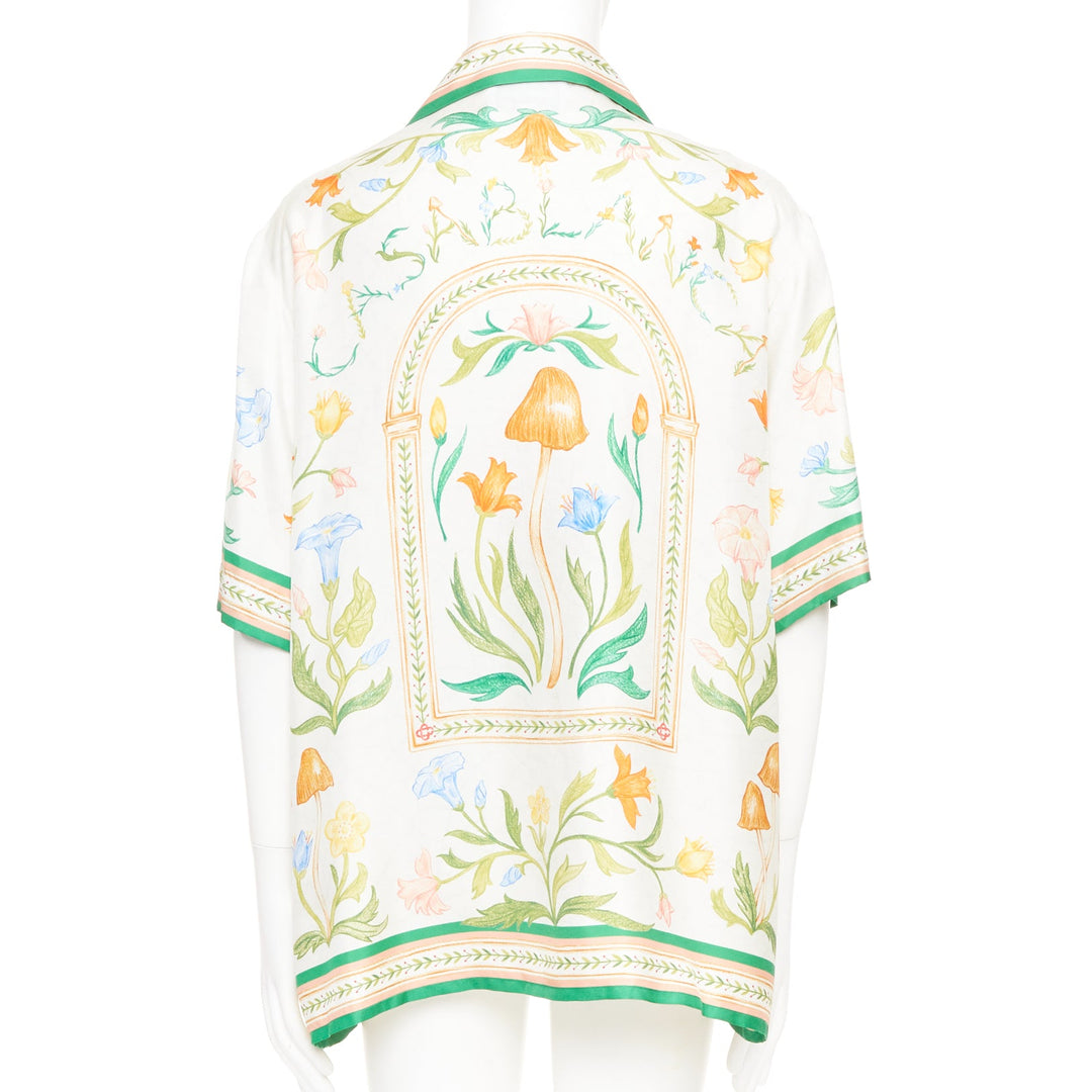 CASABLANCA 2023 L'Arche Fleurie printed silk cuban collar bowling shirt top XXL