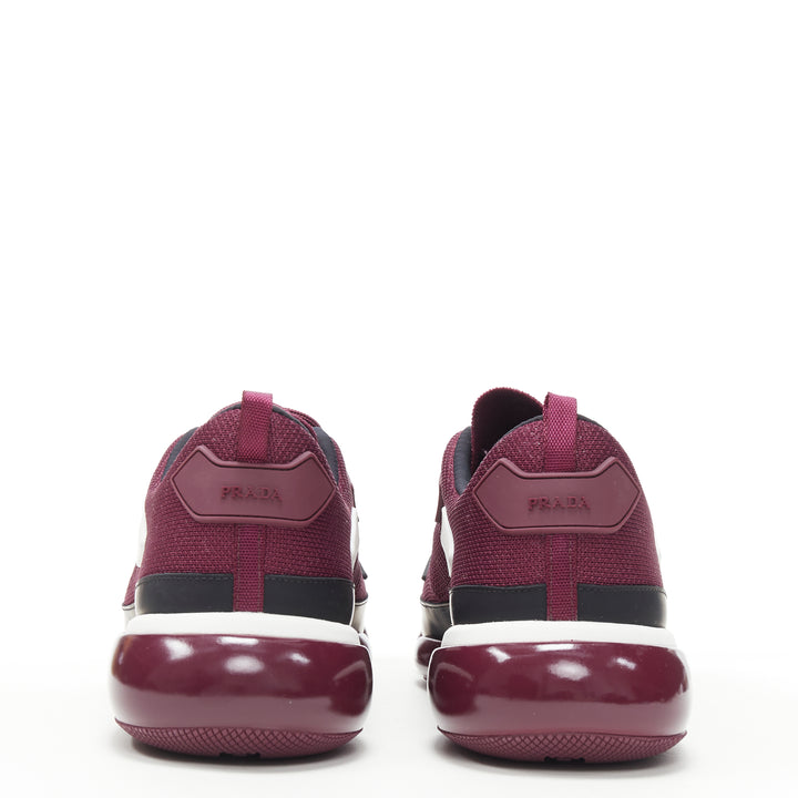 PRADA 2018 Cloudbust burgundy red rubber logo low top sneaker UK7 US8 EU41