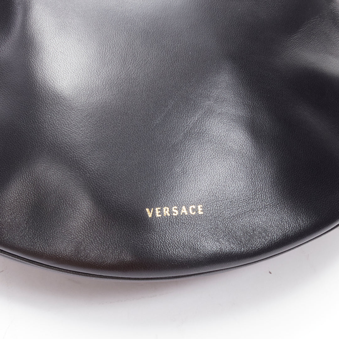 VERSACE Runway black medusa lamb leather gold tone chain hobo top handle bag