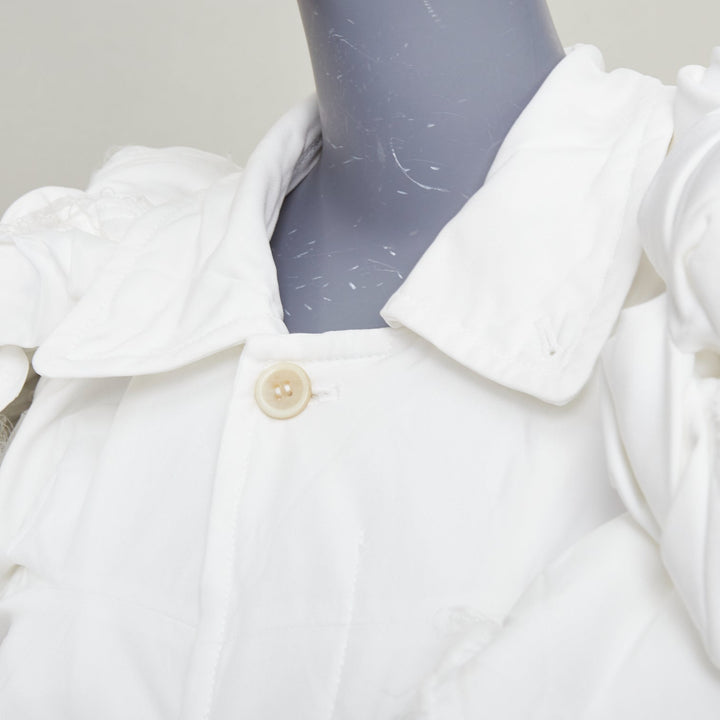 rare COMME DES GARCONS 2019 Runway white frayed cotton knotted bundle jacket XS