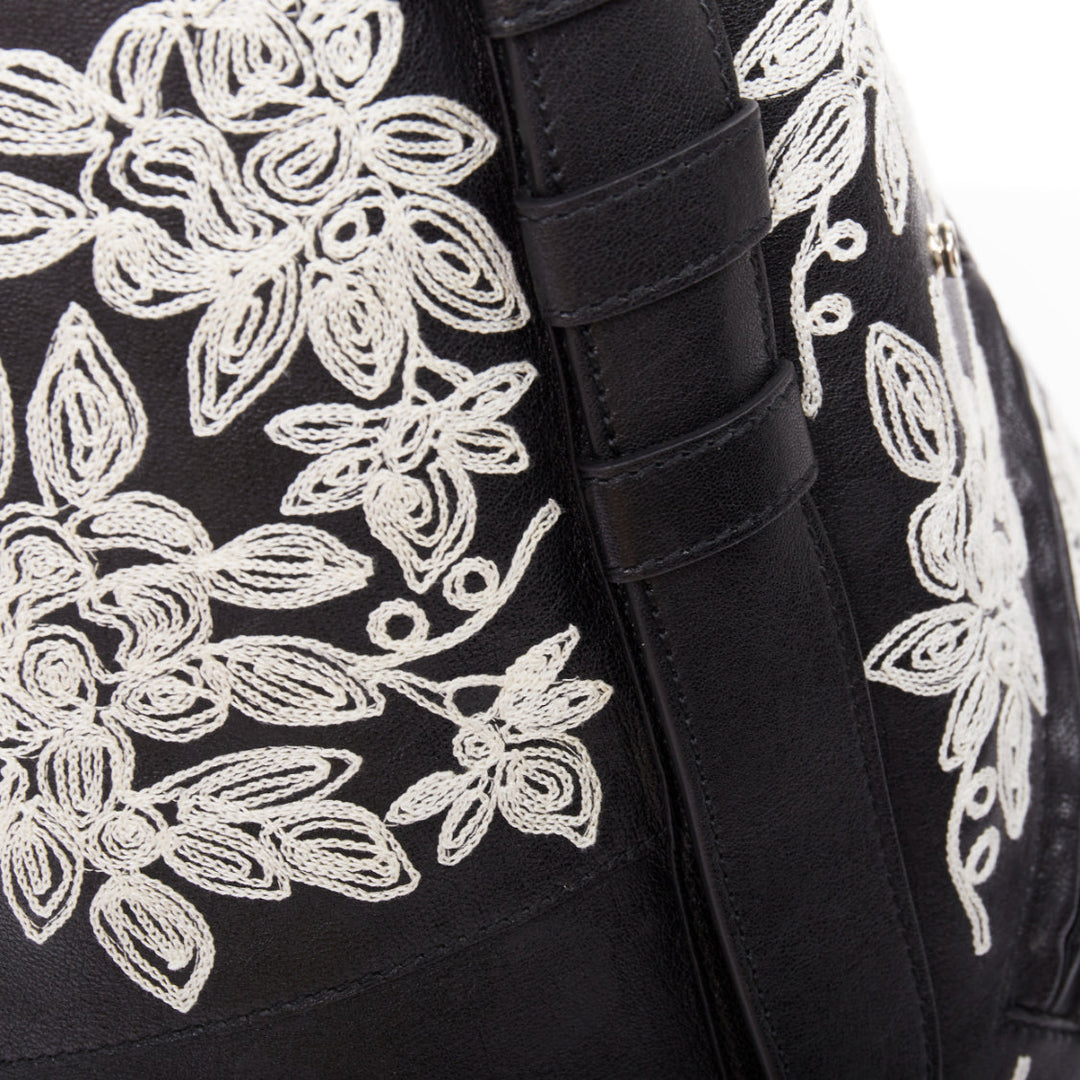 rare ALEXANDER MCQUEEN black white floral embroidered red plaid biker hobo bag