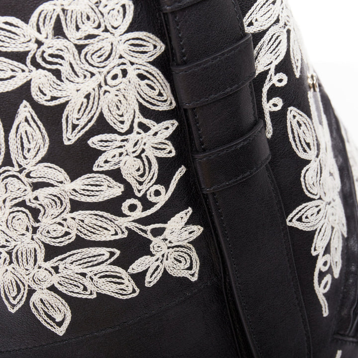rare ALEXANDER MCQUEEN black white floral embroidered red plaid biker hobo bag