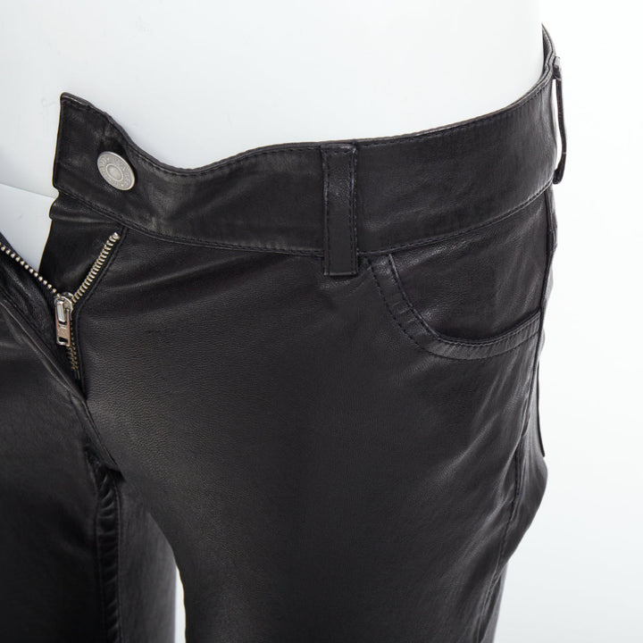 ISABEL MARANT black lambskin leather mid rise ankle zip skinny pants Sz1 XS