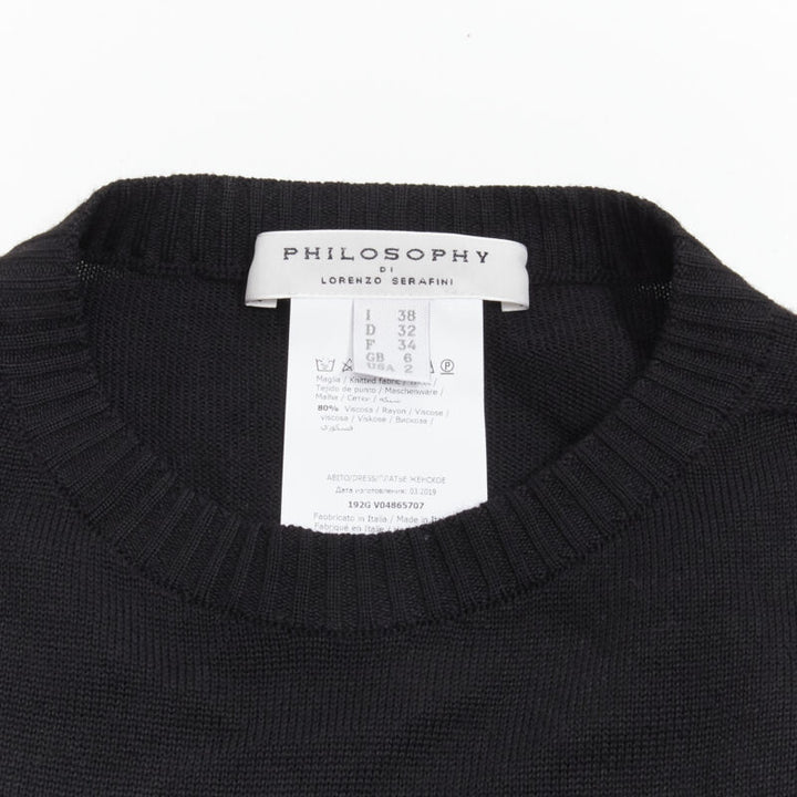 PHILOSOPHY DI LORENZO SERAFINI black lace trim sweater dress IT38 XS