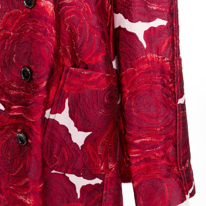 COMME DES GARCONS 2020 Orlando double sleeve red rose jacquard brocade coat S