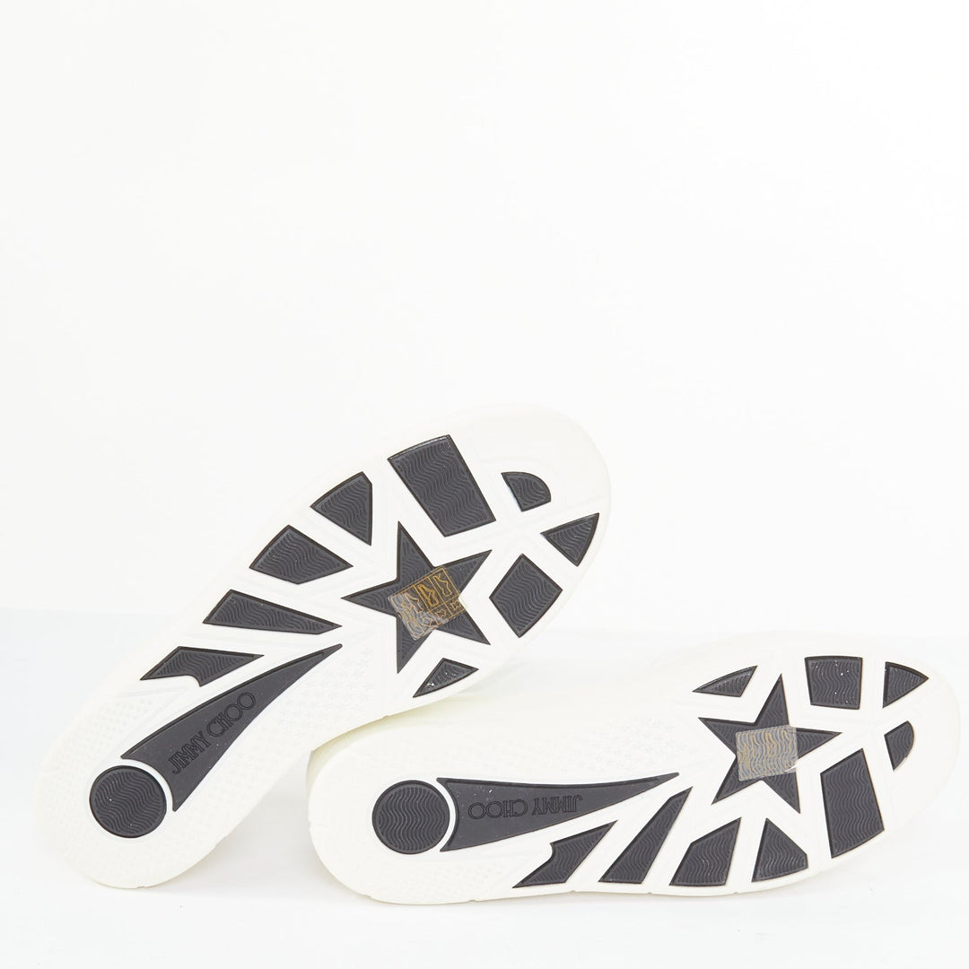 JIMMY CHOO Hawaii Crystal low top calf leather platform white sneakers EU39