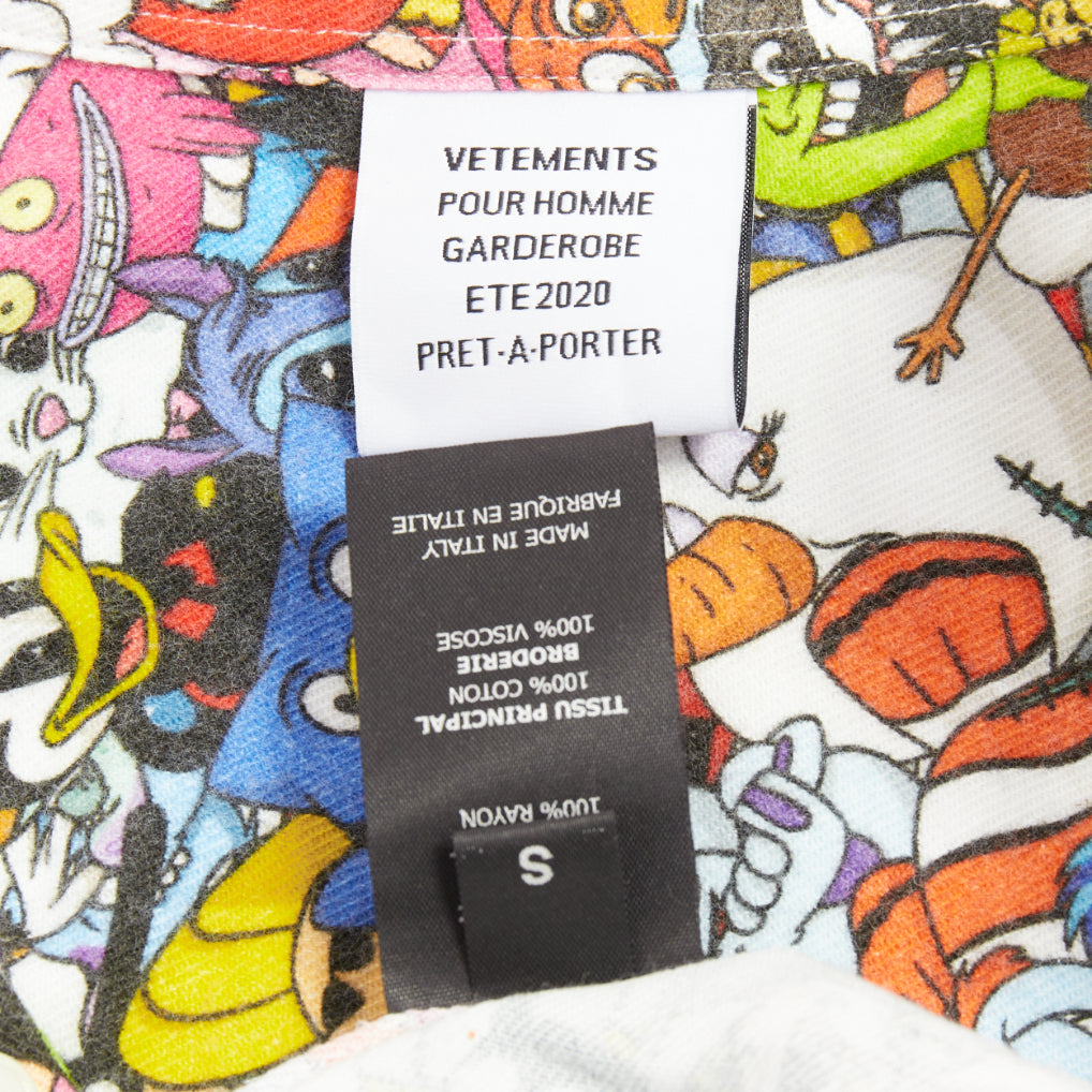 VETEMENTS DEMNA 2020 Allover Monster Shirt print black logo oversized shirt S
