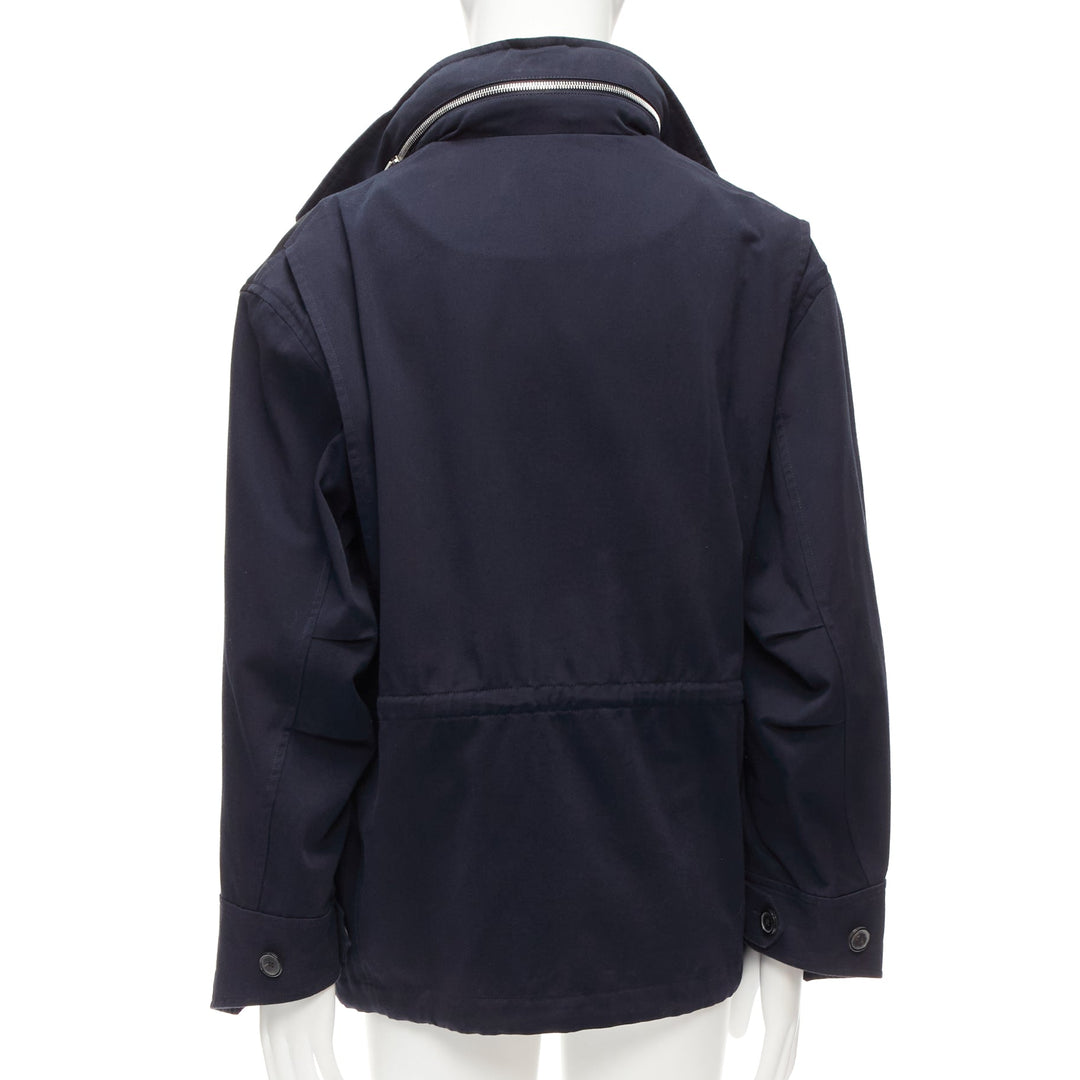 LOEWE navy black anagram cotton multi pocket military field jacket IT46 S
